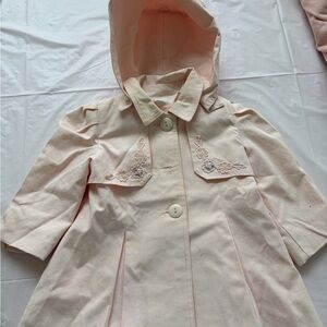 Rothschild Pale Pink Hooded Embroidered Girls' Coat